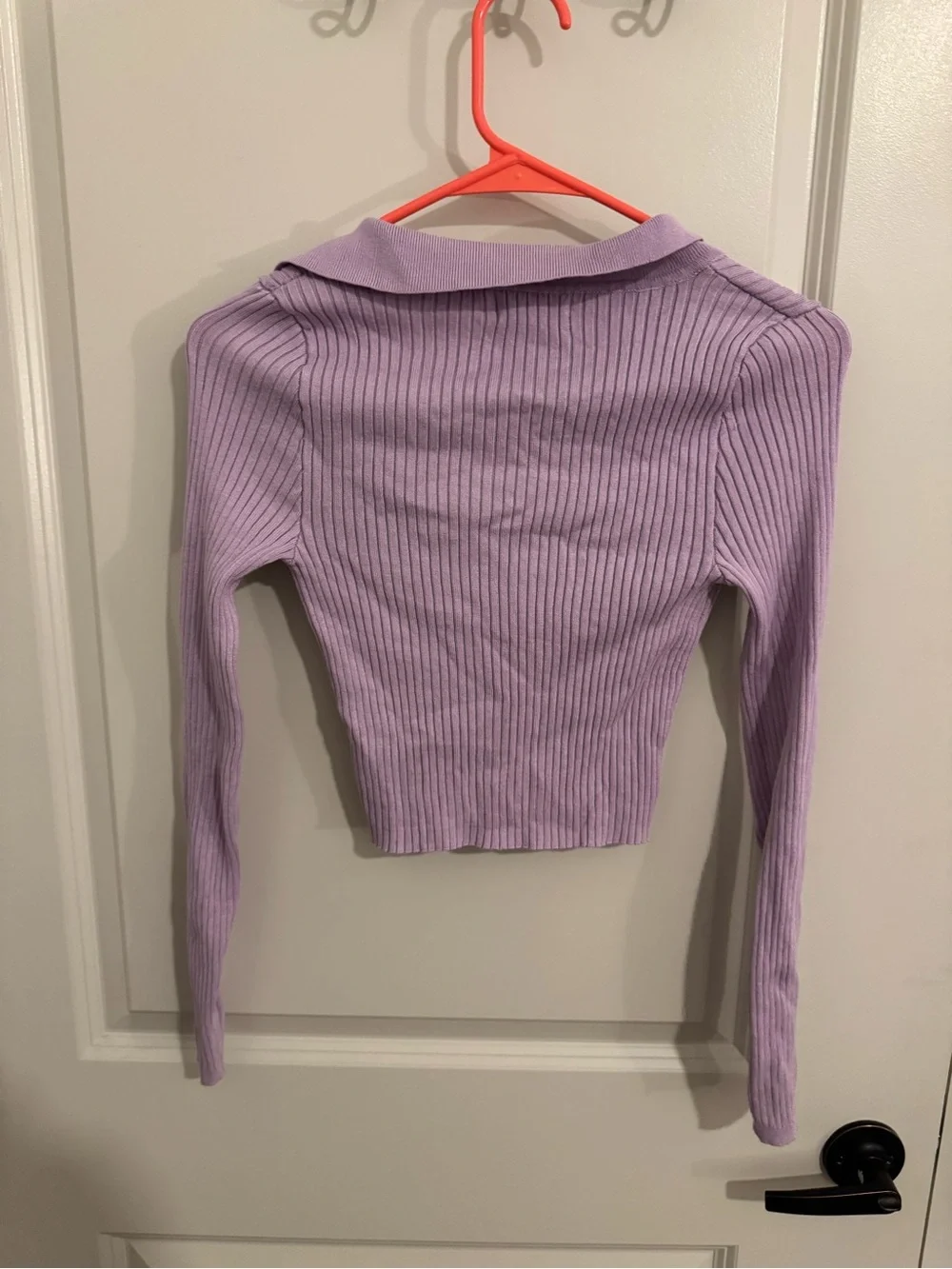 Always Lavender Ribbed Button-Up Crop Top - Picture 2 of 3